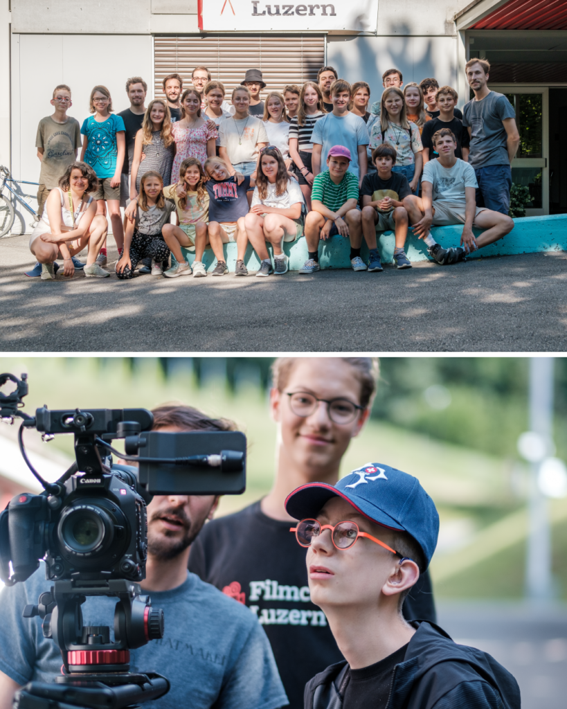 Filmcamp Luzern 2022 Gruppe und Kamera